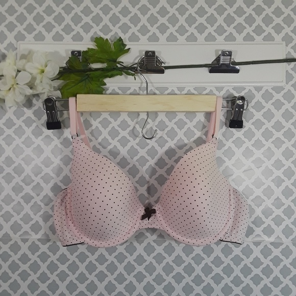 Maidenform Other - MaidenForm sz:36C Padded Pink/Brown Polka Dot Bra